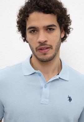 Erkek Açık İndigo Basic Polo Yaka Tişört - 50217612189