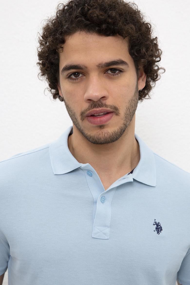 Erkek Açık İndigo Basic Polo Yaka Tişört - 50217612189