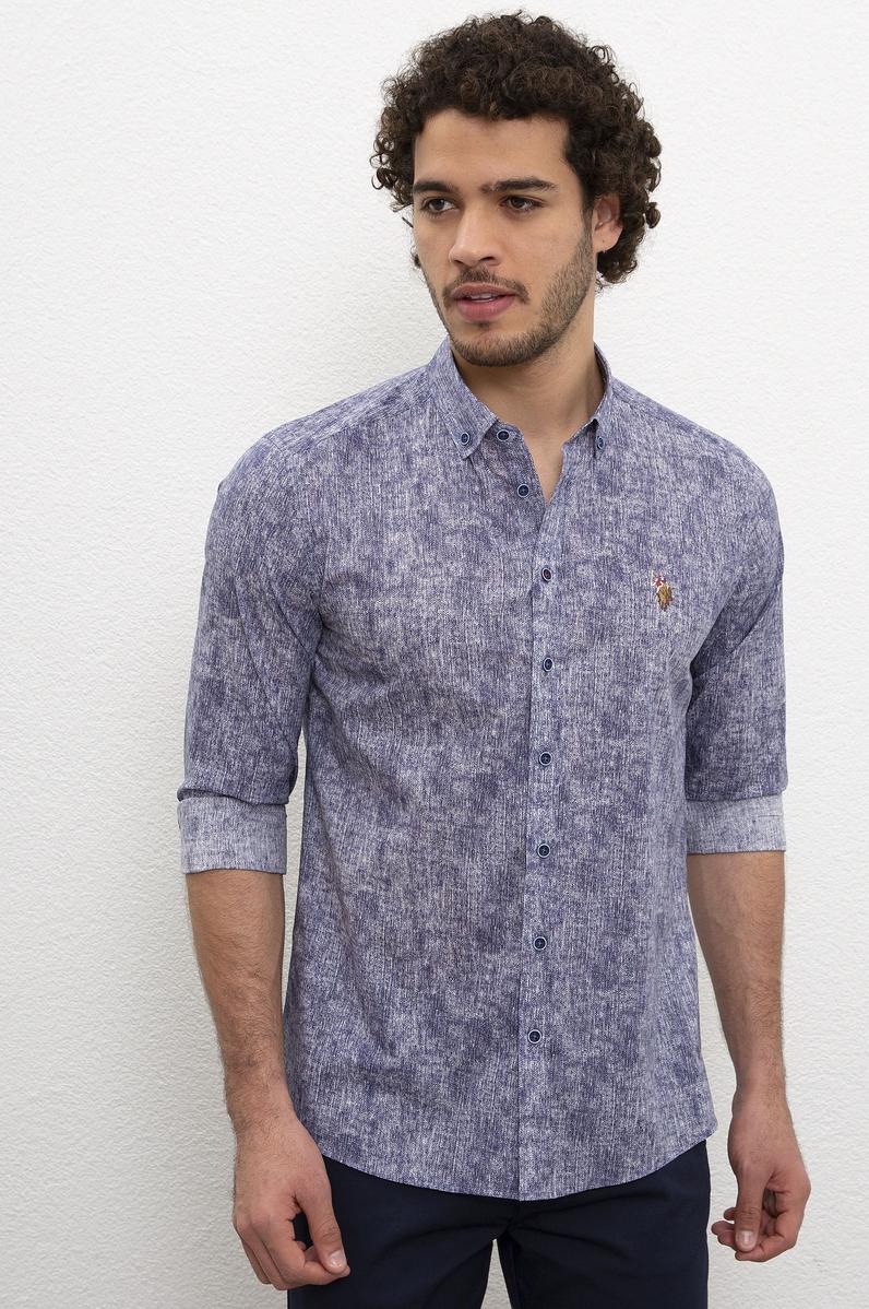 Erkek Lacivert Gömlek Uzunkol