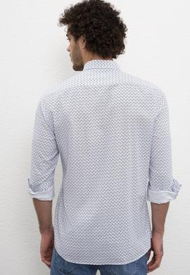 Erkek Turuncu Mavi Desenli Gömlek Uzunkol - 50219350012