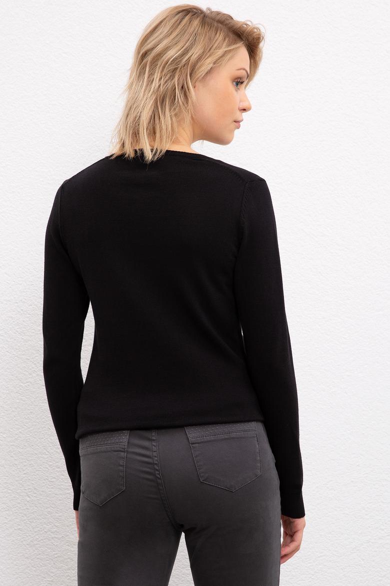 Kadın Siyah Basic Kazak - 50211243031