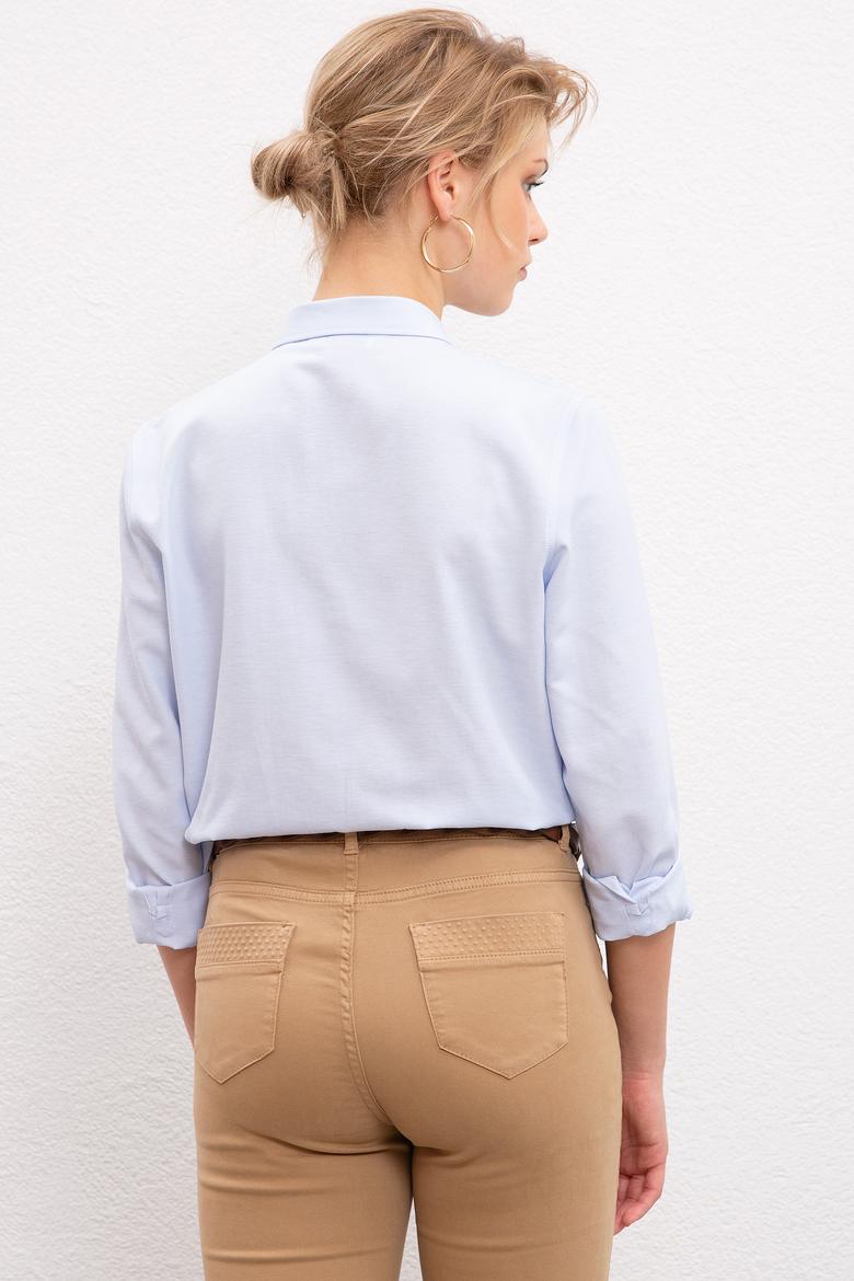 Kadın Mavi Gömlek Uzunkol Basic - 50217689010