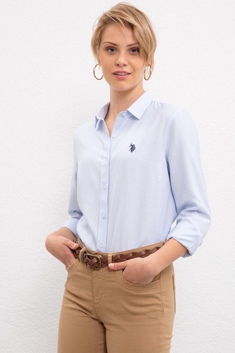 Kadın Mavi Gömlek Uzunkol Basic