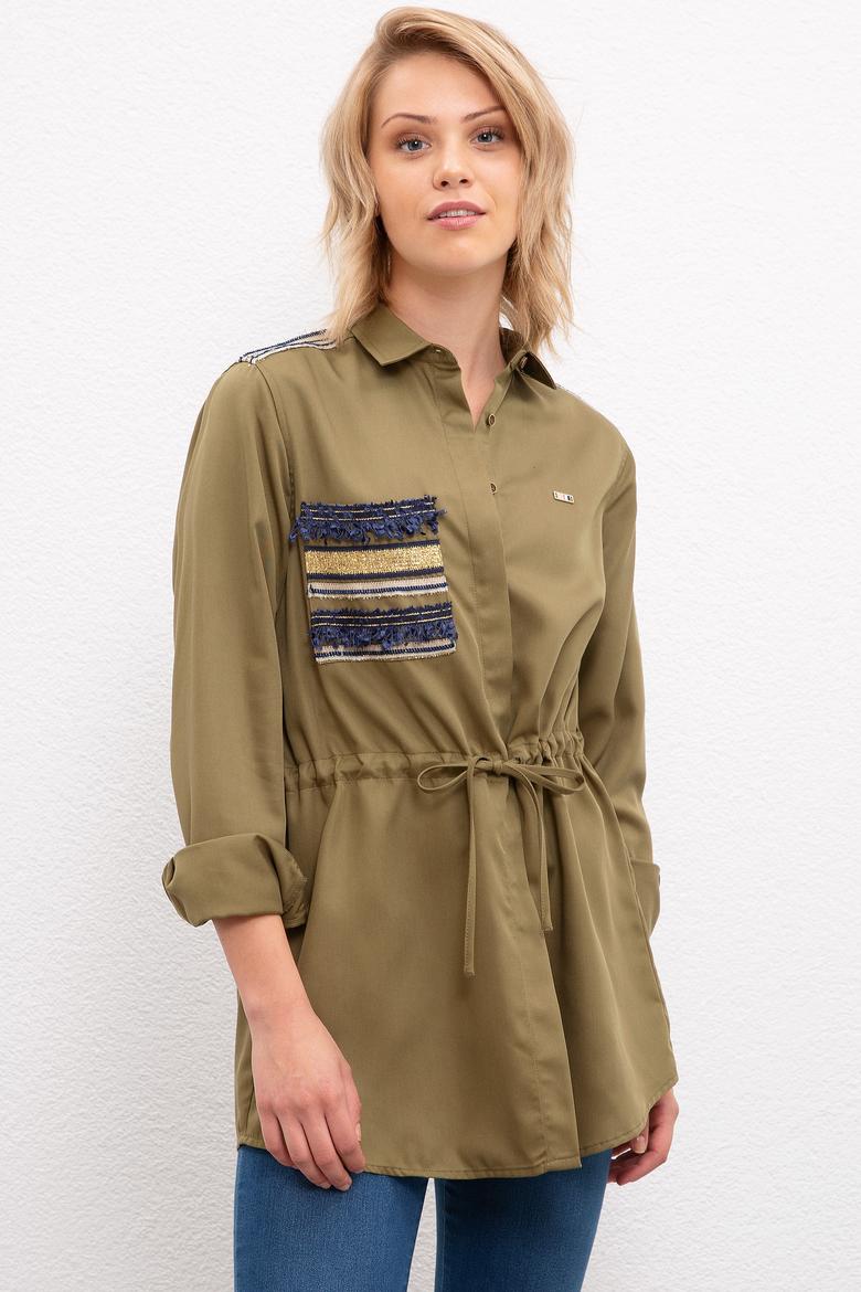 Kadın Yeşil Gömlek Uzunkol