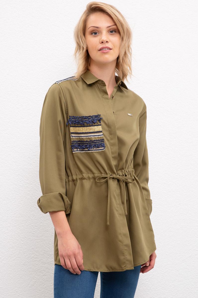 Kadın Yeşil Gömlek Uzunkol