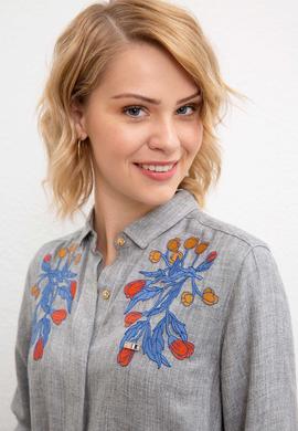 Kadın Gri Dokuma Elbise - 50207462011