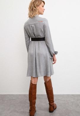 Kadın Gri Dokuma Elbise - 50207462011