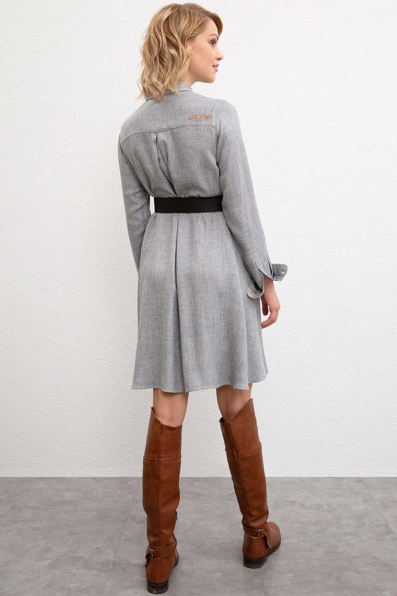 Kadın Gri Dokuma Elbise - 50207462011