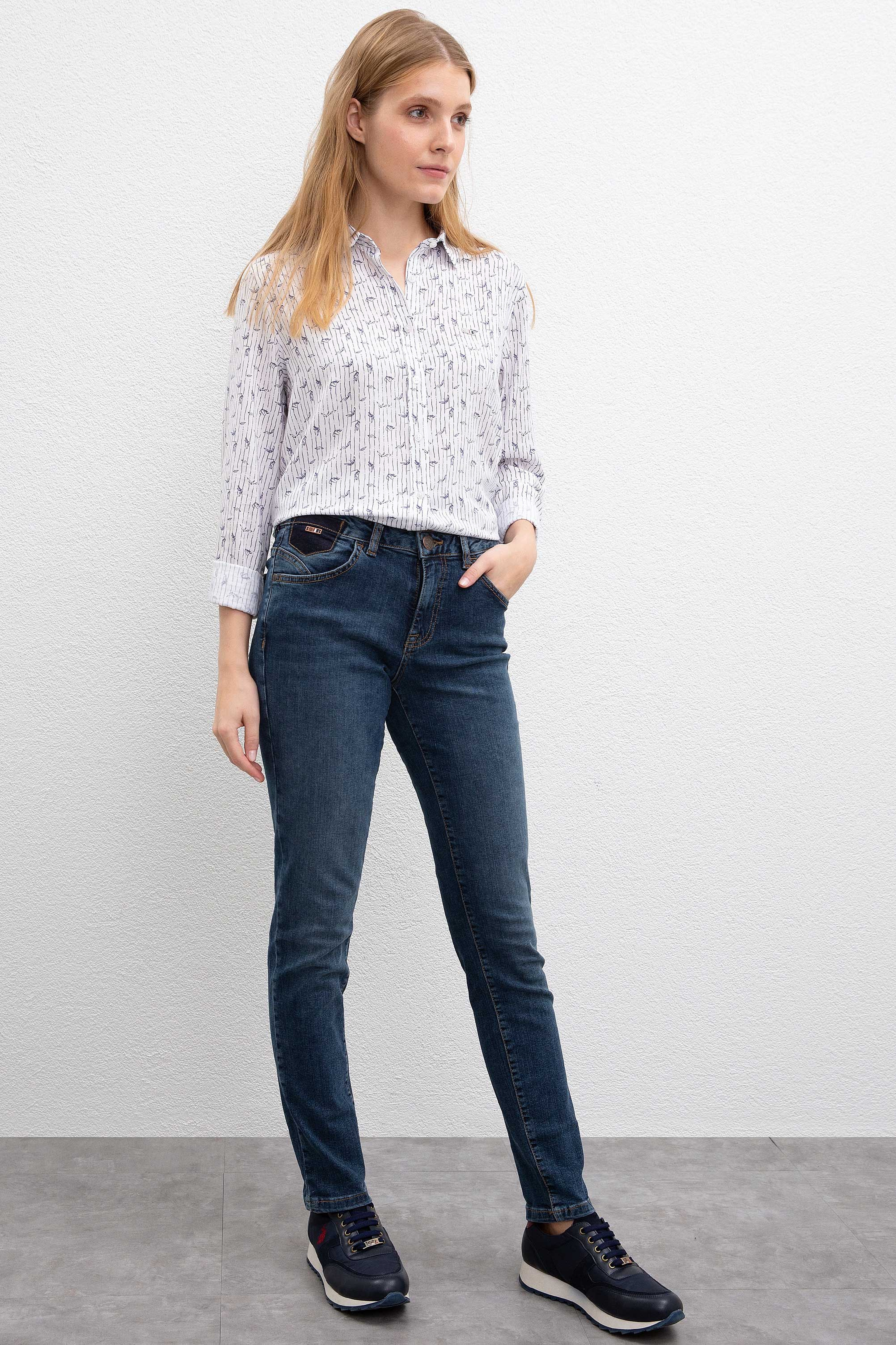 Kadın Mavi Denim Pantolon - Image 2
