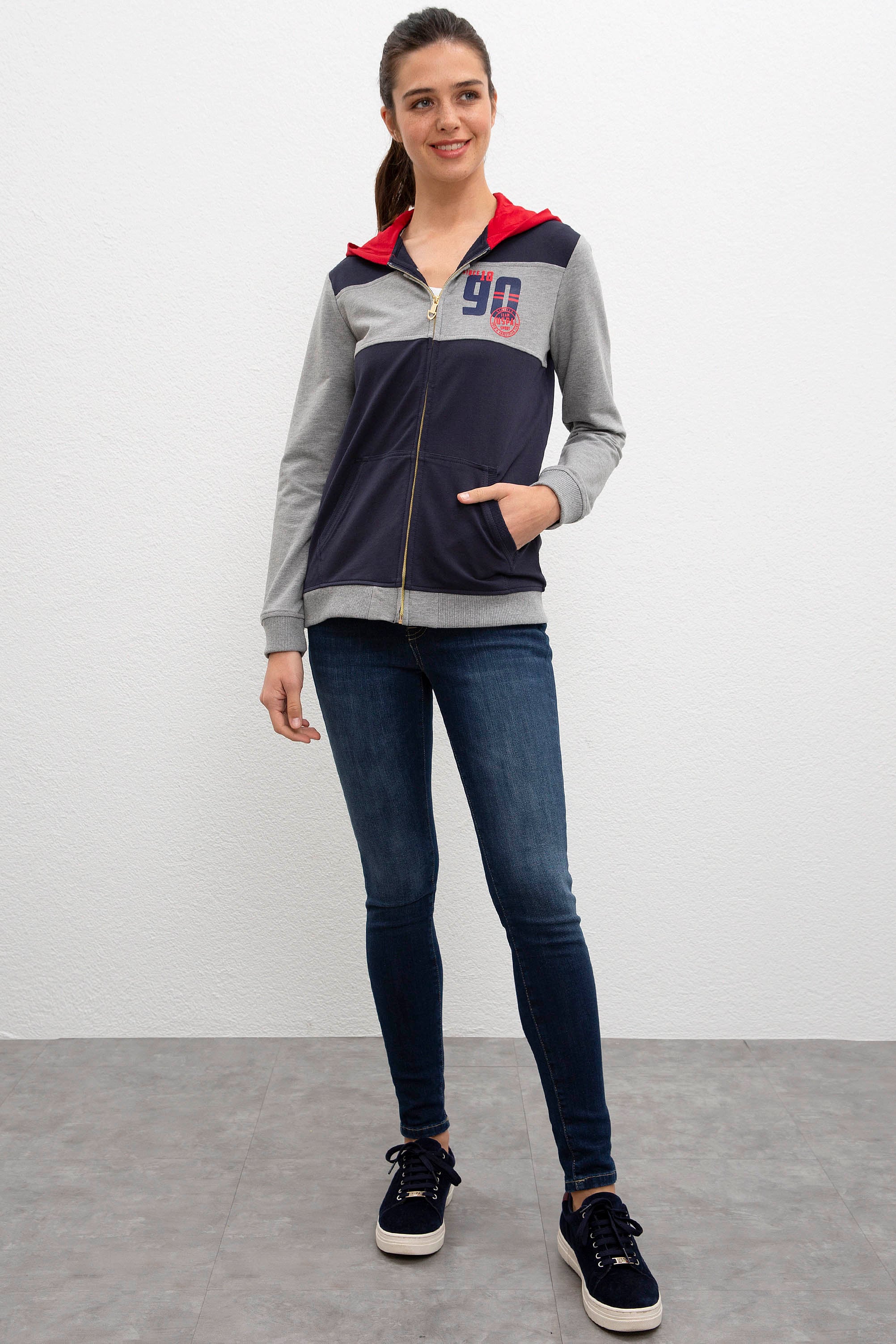 Kadın Gri Melanj Sweatshirt - Image 4