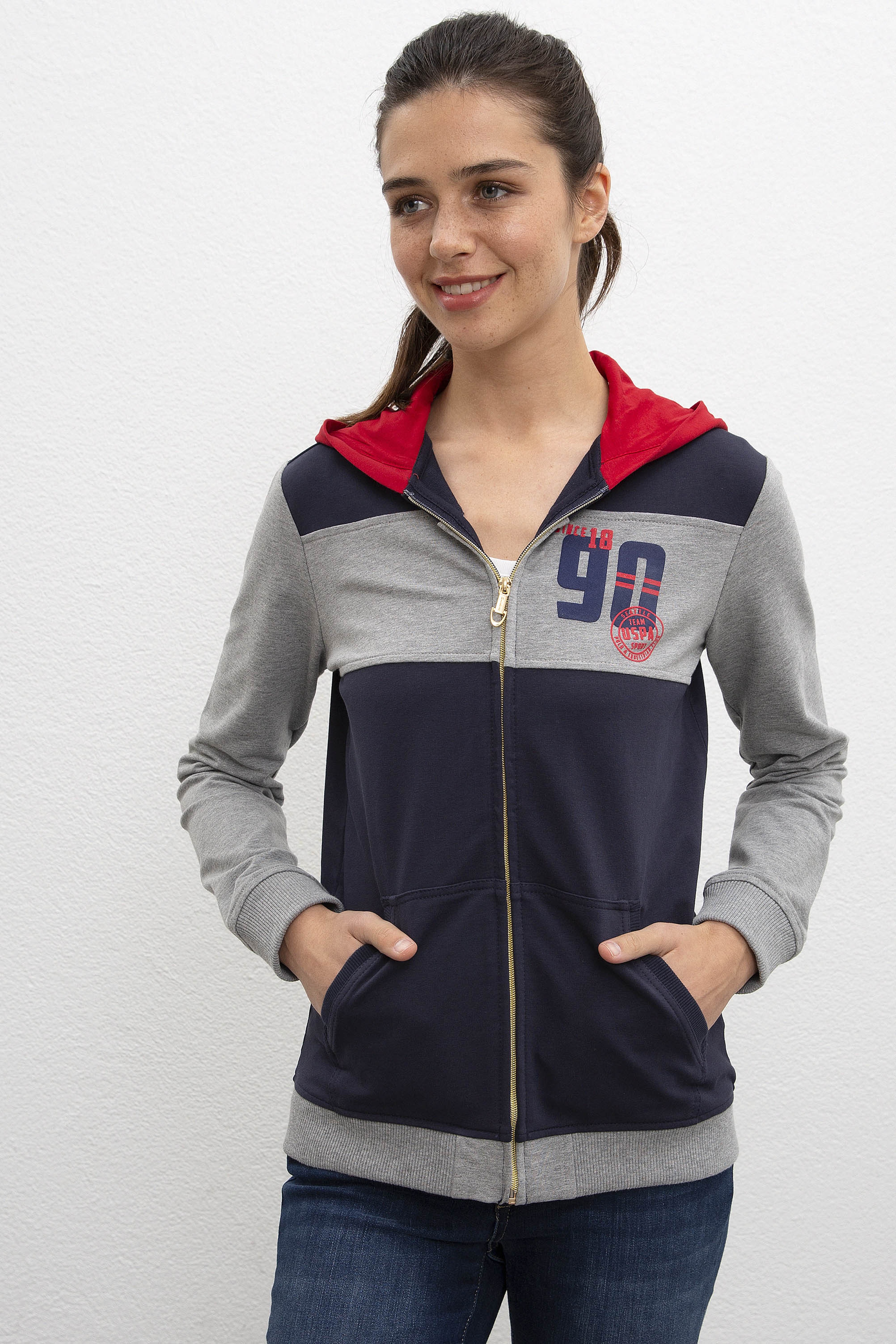 Kadın Gri Melanj Sweatshirt - Image 1