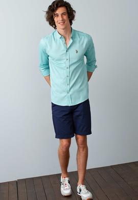 Erkek Petrol Uzun Kollu Basic Gömlek - 50191438091