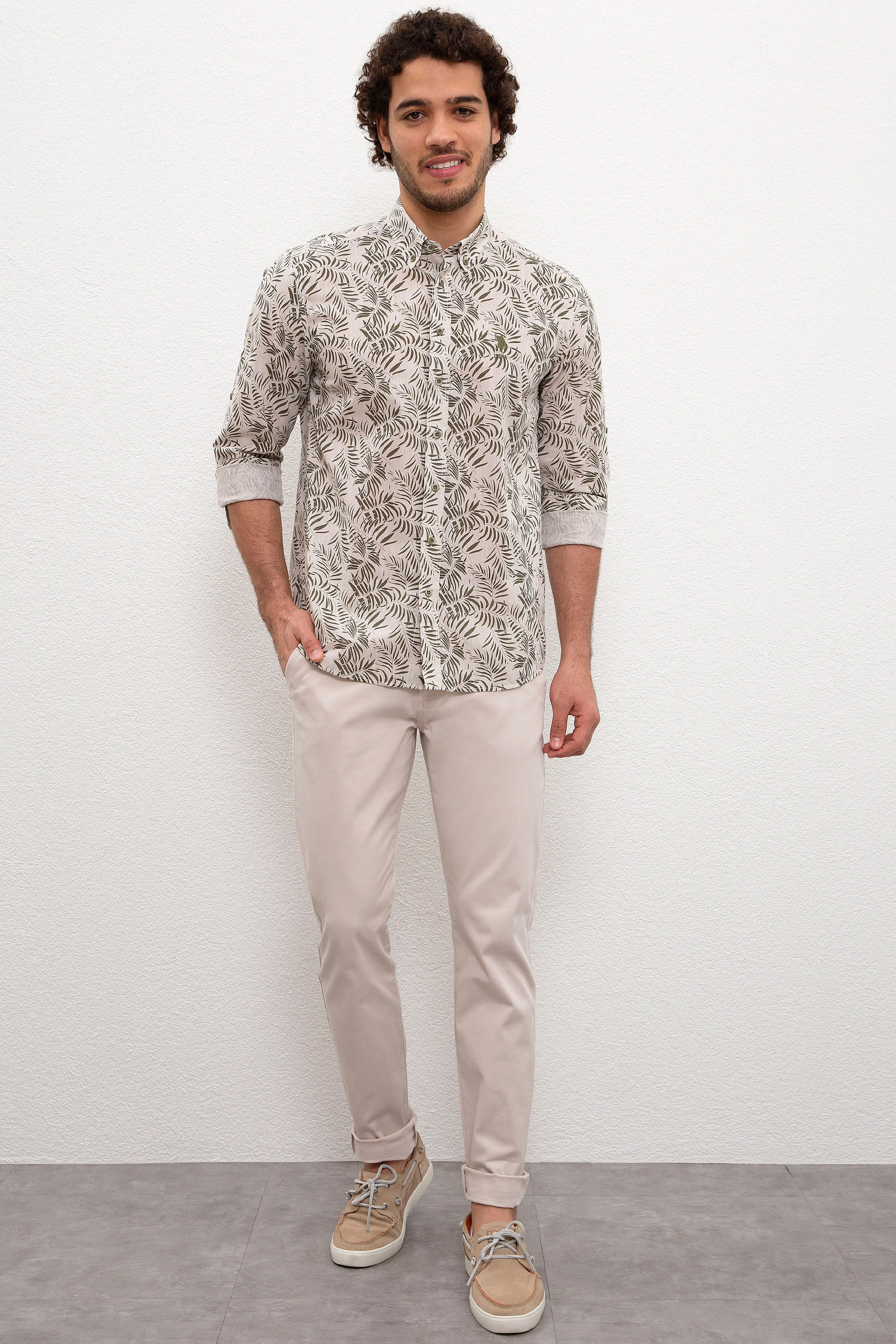 Erkek Yeşil Gömlek Uzunkol