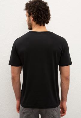 Erkek Siyah Bisiklet Yaka T-Shirt Basic - 50199765033