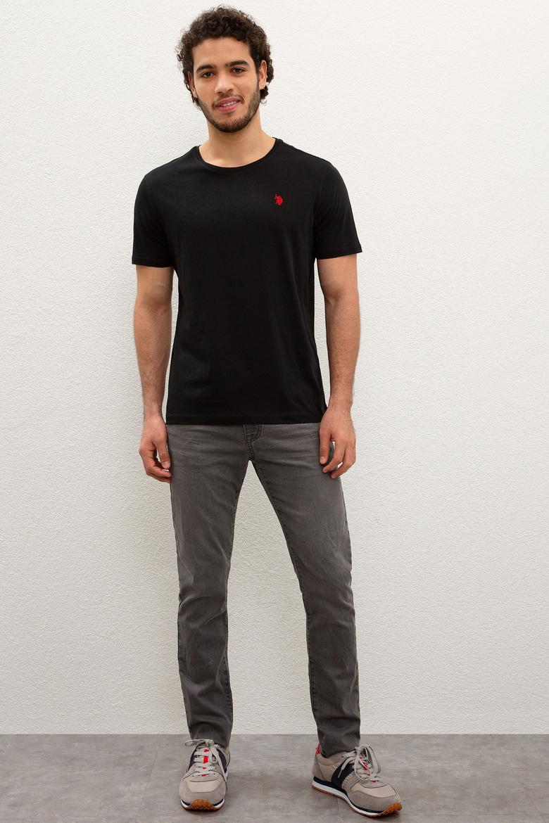 Erkek Siyah Bisiklet Yaka T-Shirt Basic - 50199765033