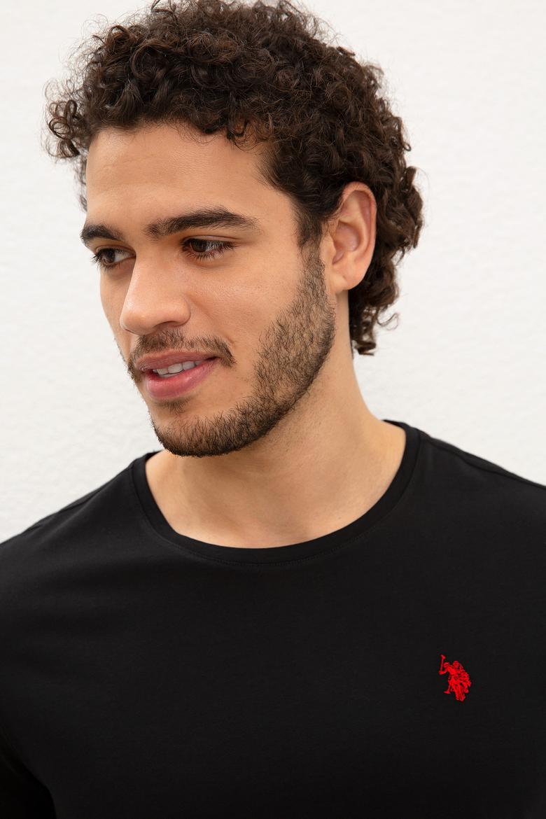 Erkek Siyah Bisiklet Yaka T-Shirt Basic - 50199765033