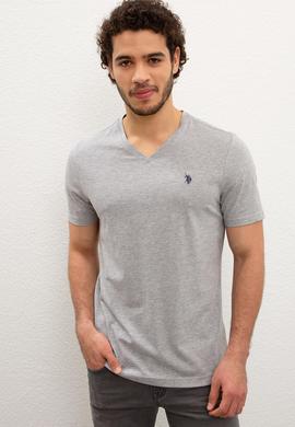 Erkek Gri Melanj Basic Tişört - 50222610034