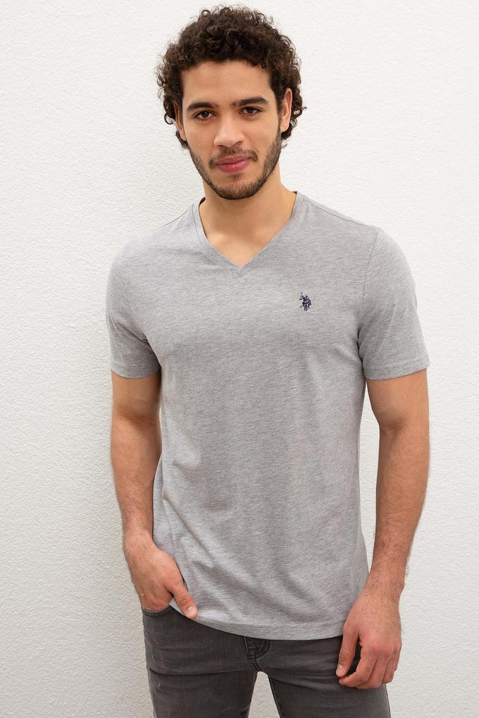 Erkek Gri Melanj Basic Tişört