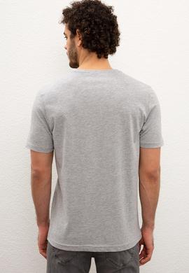 Erkek Gri Melanj Basic Tişört - 50222610034