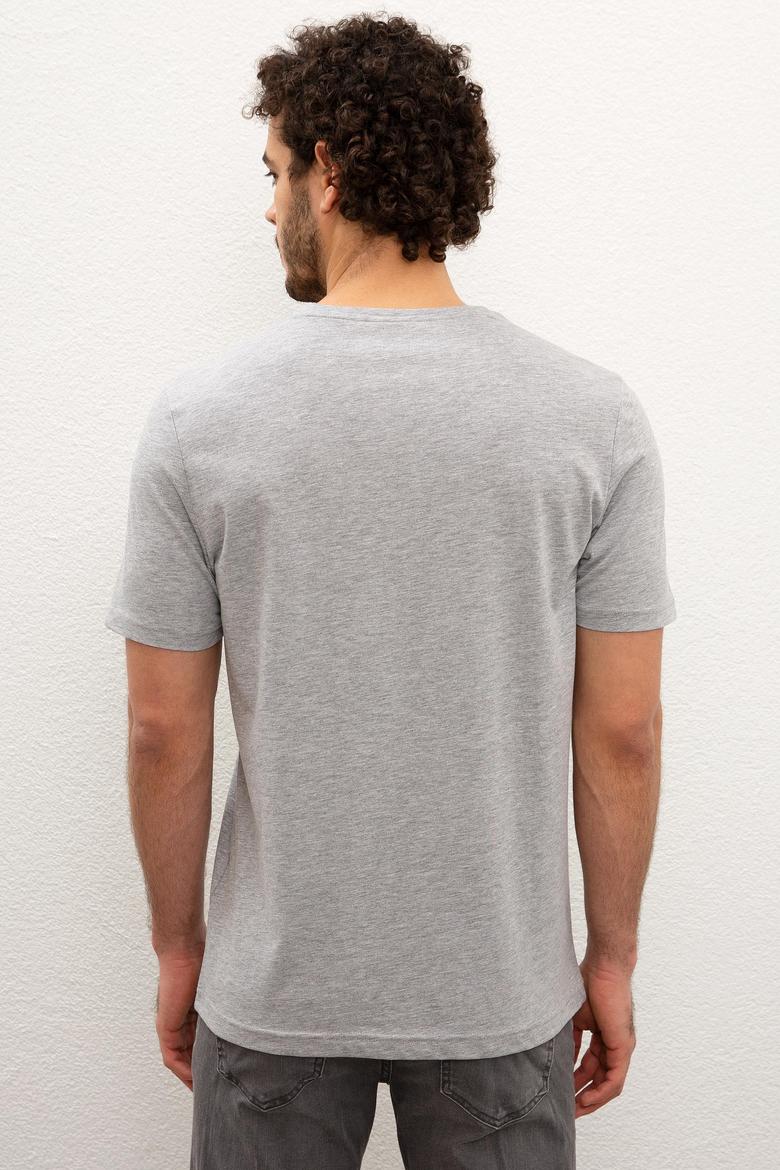 Erkek Gri Melanj Basic Tişört - 50222610034