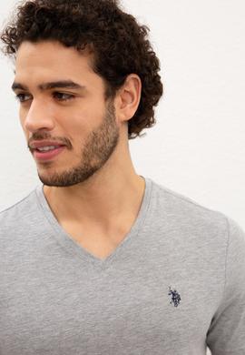 Erkek Gri Melanj Basic Tişört - 50222610034