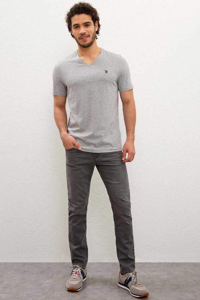 Erkek Gri Melanj Basic Tişört - 50222610034