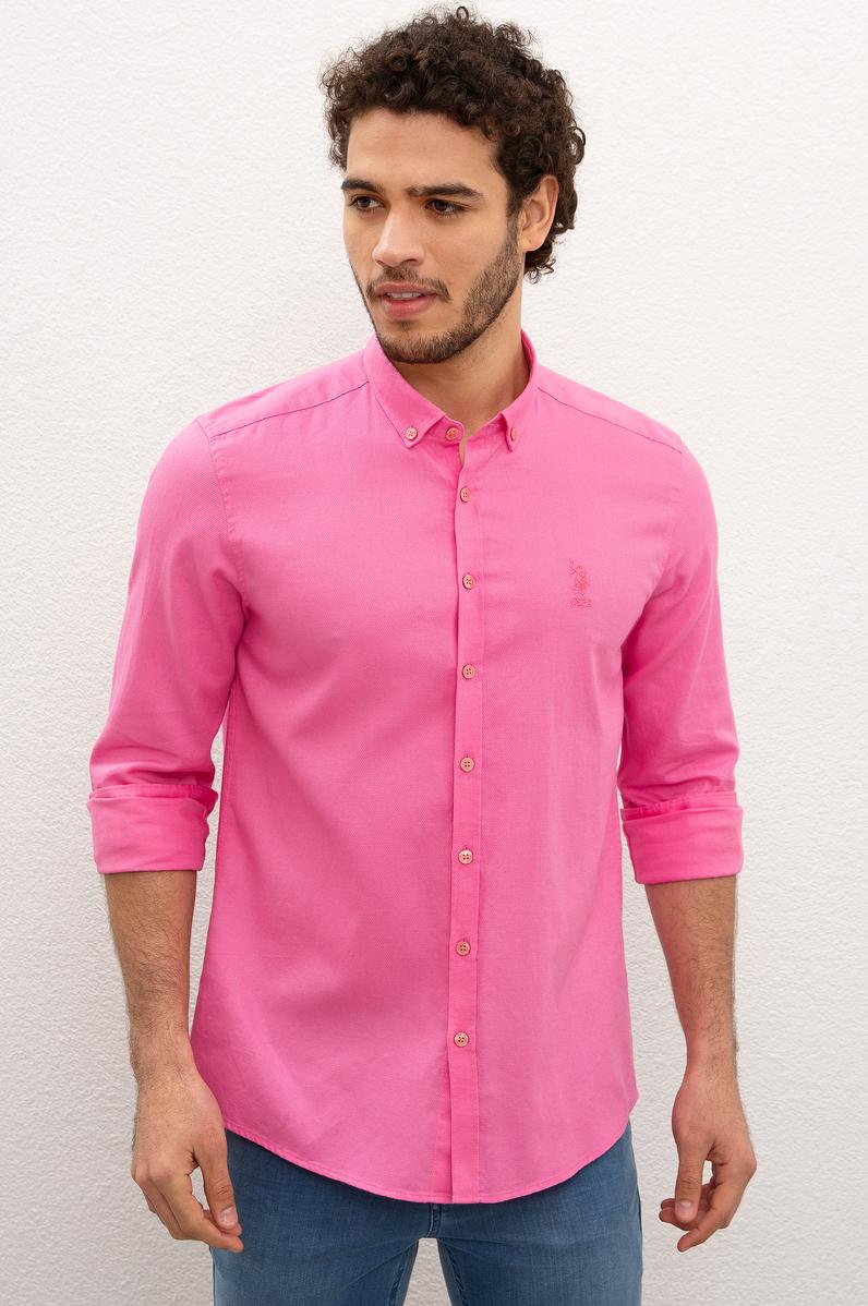 Erkek Pembe Gömlek Uzunkol
