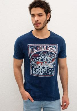 Erkek İndigo Tişört - 50219347024