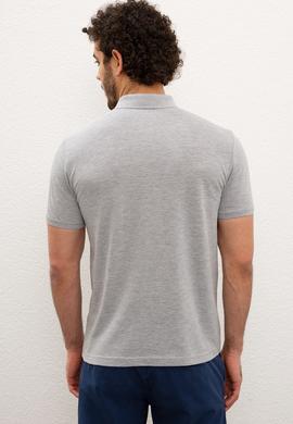 Erkek Gri Melanj Polo Yaka Basic Tişört - 50217612197