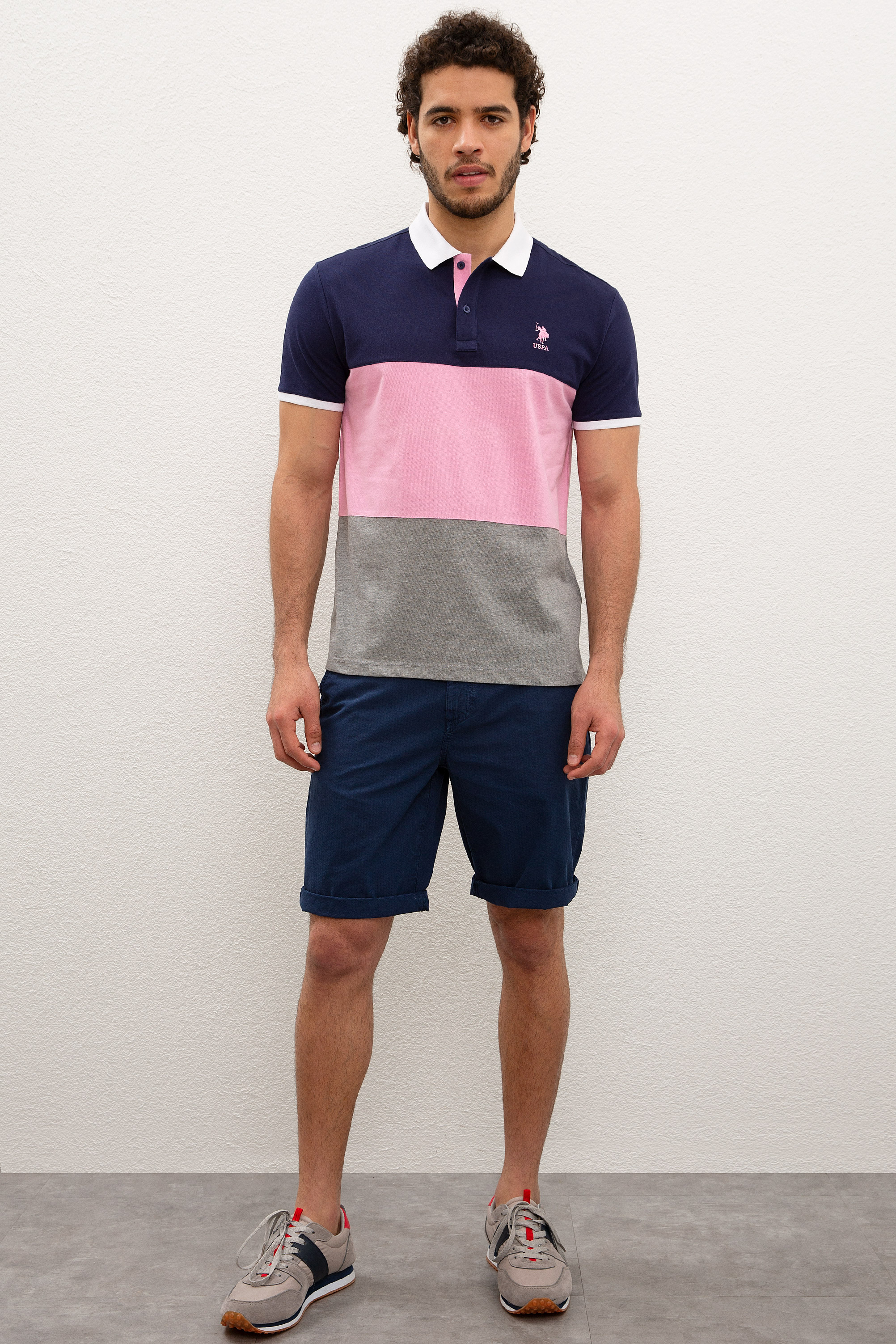 Erkek Gri Melanj Polo Yaka T-Shirt - Image 4
