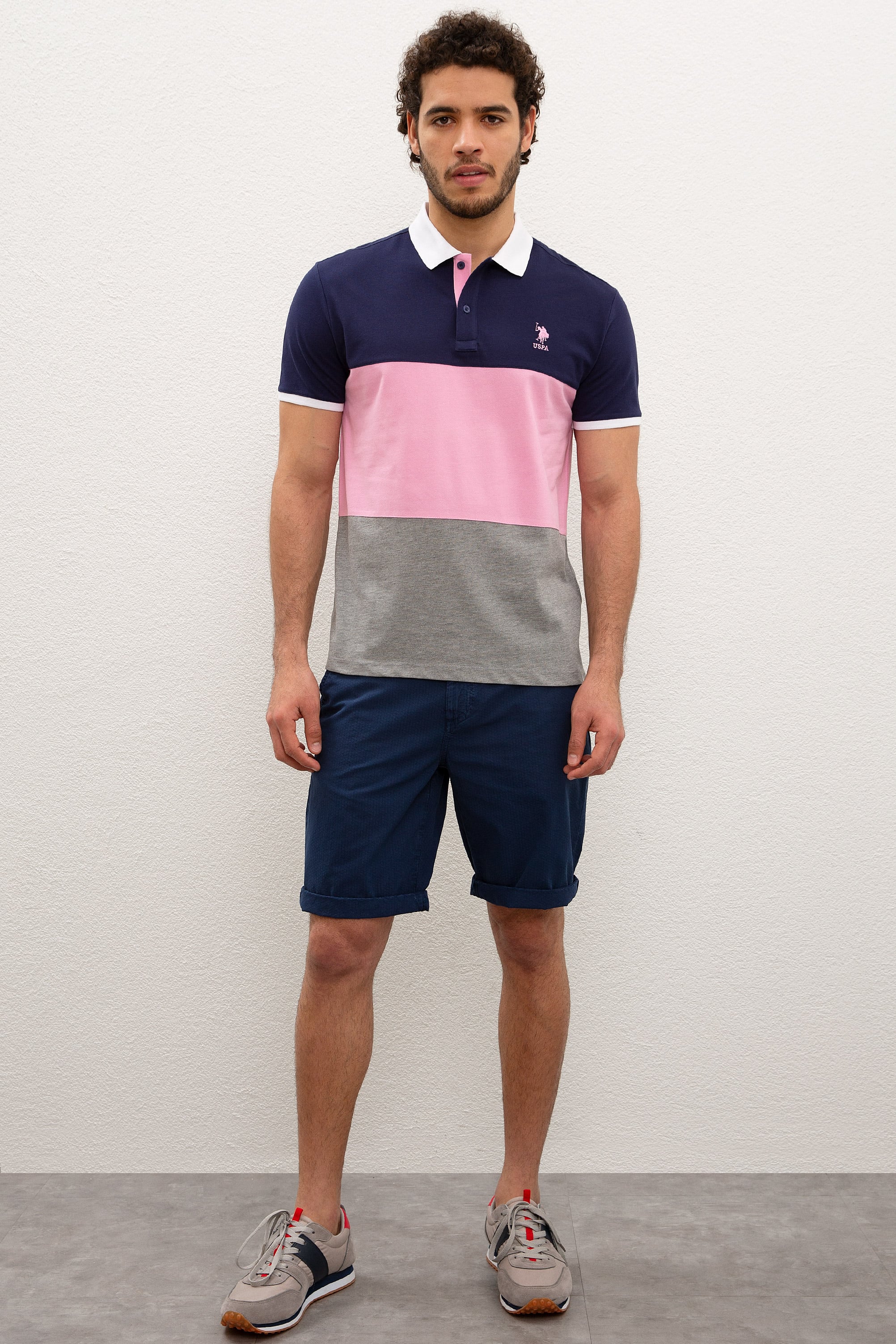 Erkek Gri Melanj Polo Yaka T-Shirt