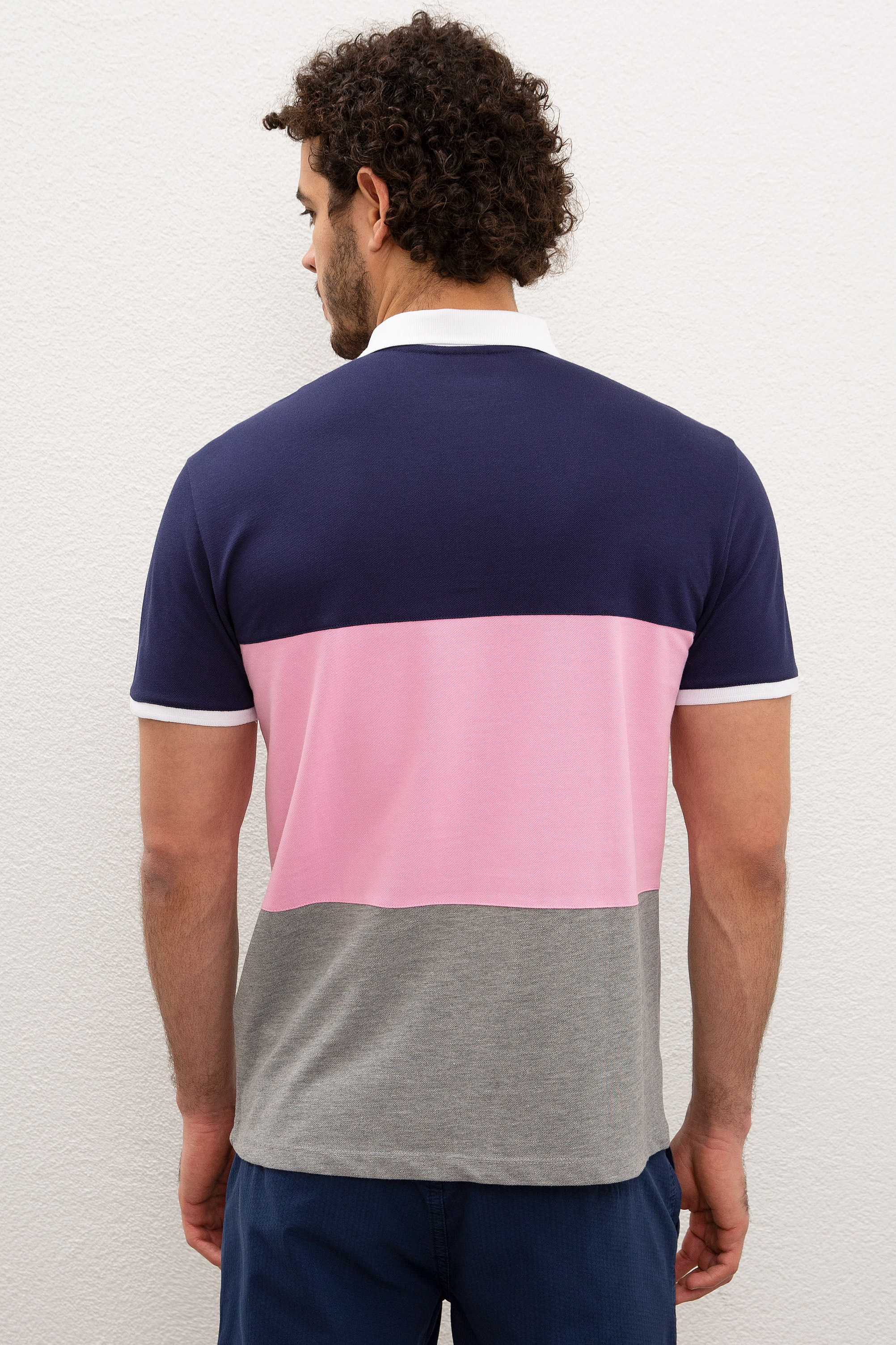 Erkek Gri Melanj Polo Yaka T-Shirt - Image 3