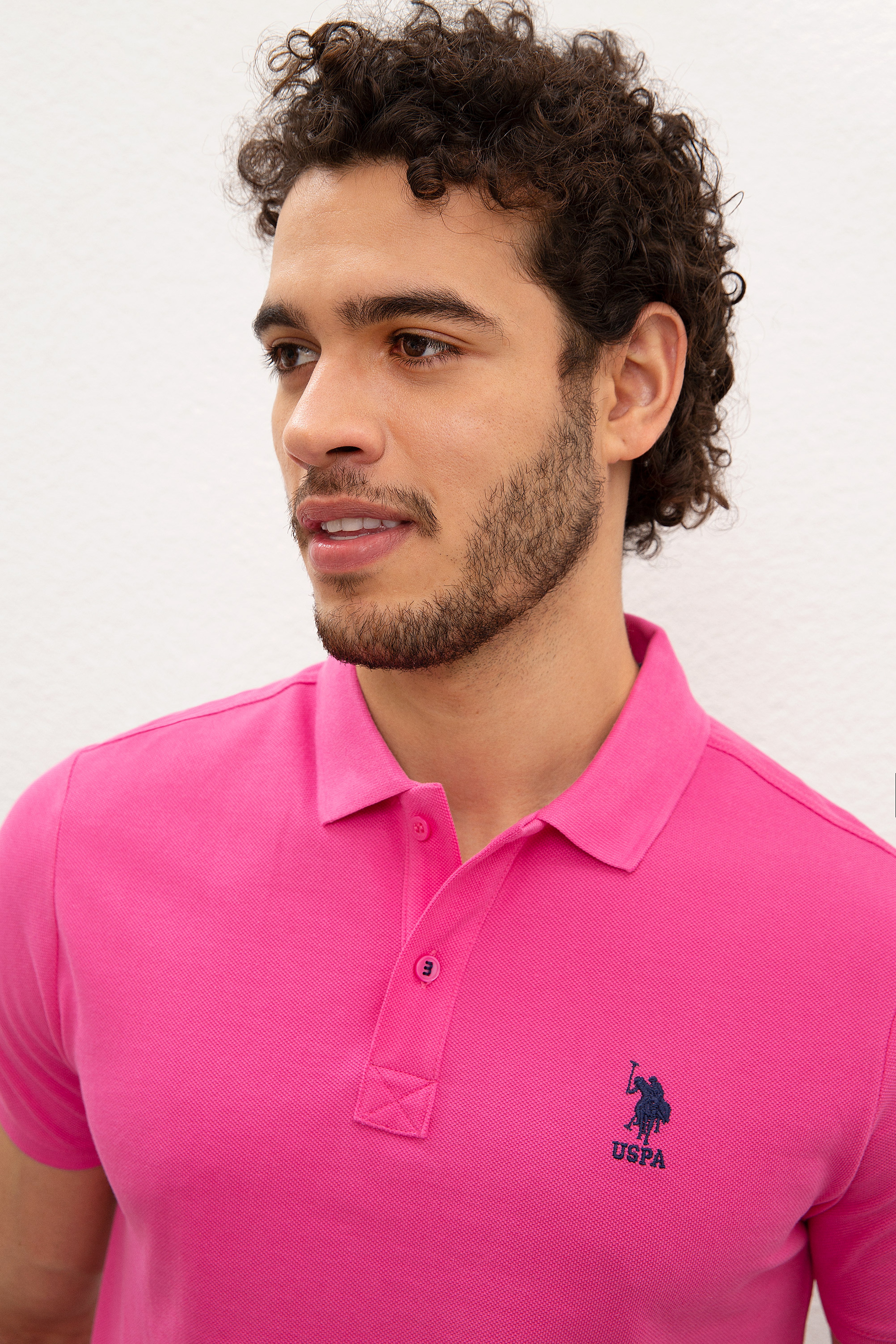 Erkek Fuşya Polo Yaka T-Shirt Basic - Image 2