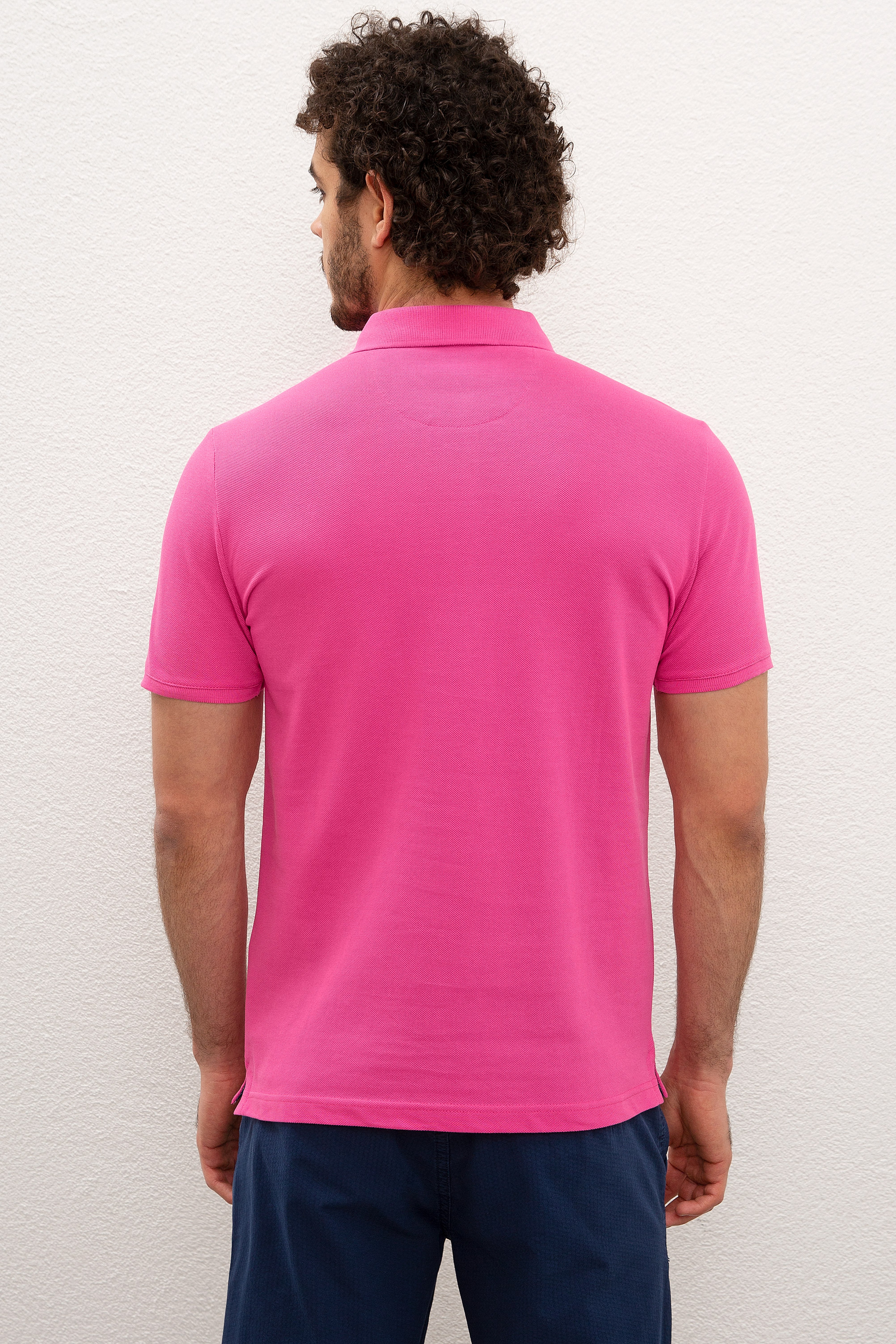 Erkek Fuşya Polo Yaka T-Shirt Basic - Image 3