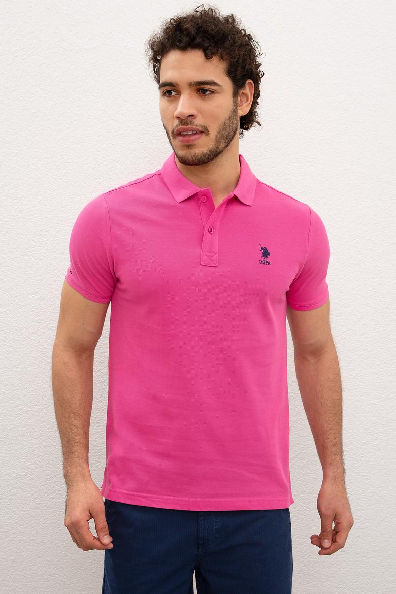 Erkek Fuşya Polo Yaka T-Shirt Basic
