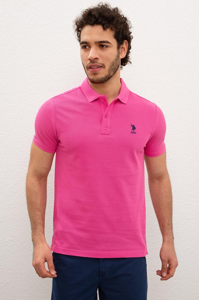 Erkek Fuşya Polo Yaka T-Shirt Basic