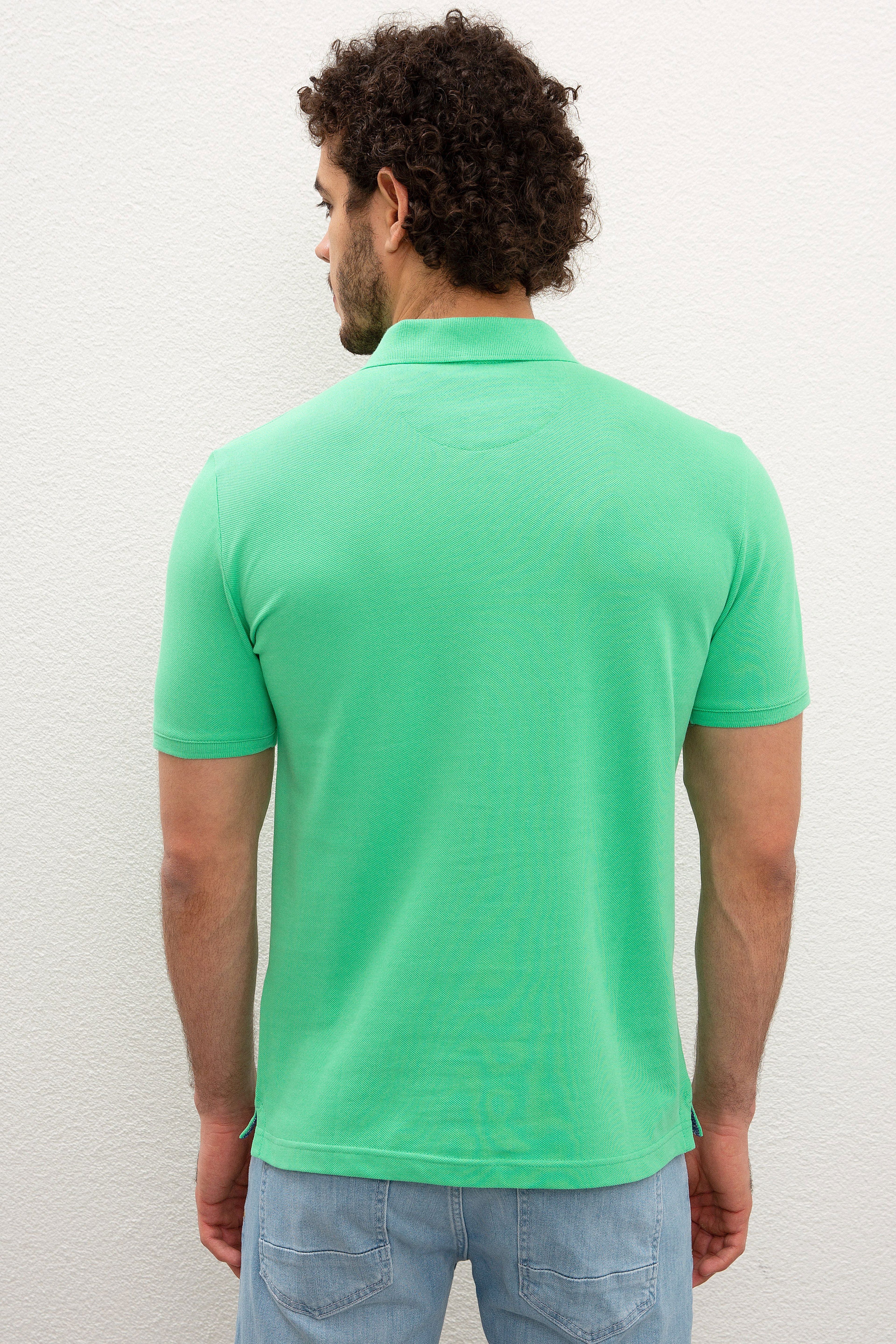 Erkek Elma Yeşili Polo Yaka T-Shirt Basic