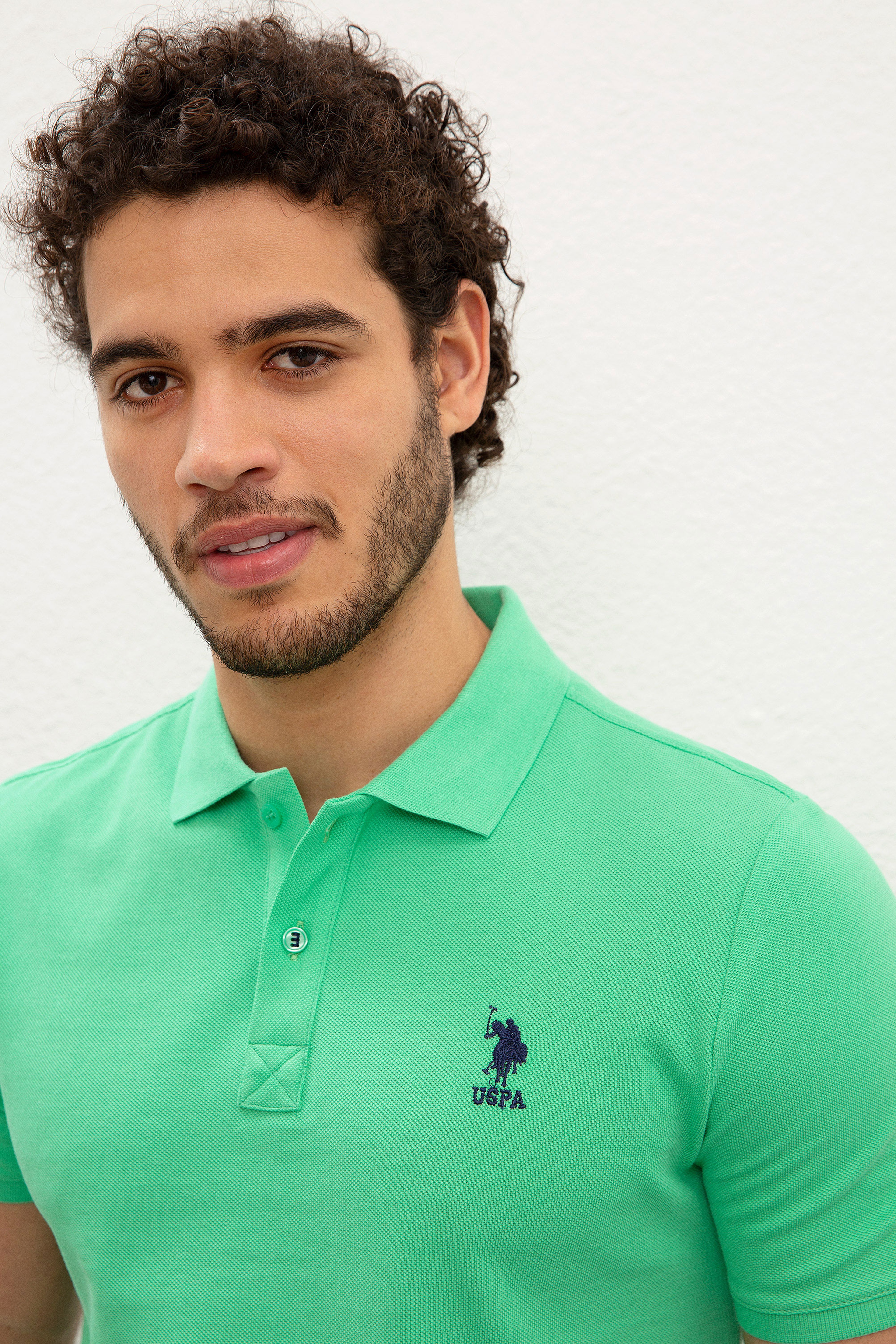 Erkek Elma Yeşili Polo Yaka T-Shirt Basic - Image 3