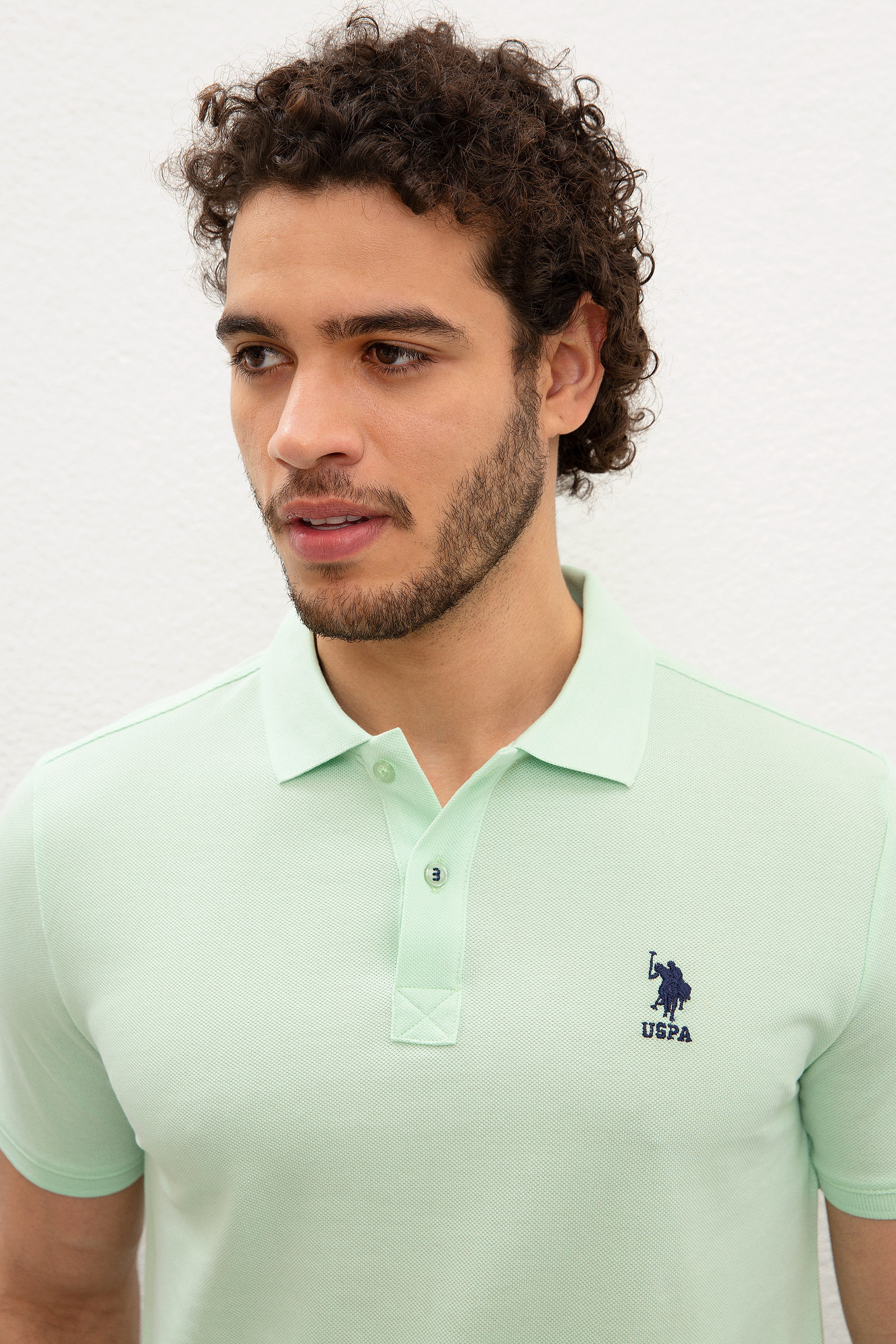 Erkek Su Yeşili Polo Yaka T-Shirt Basic