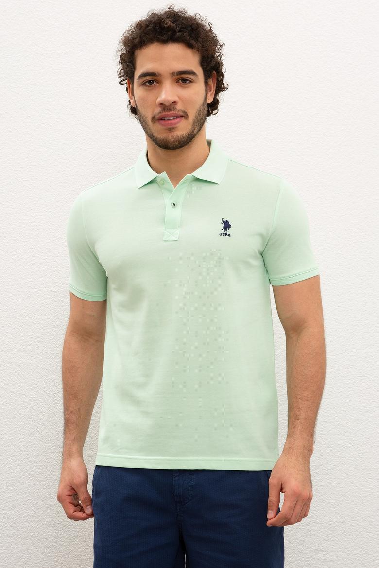 Erkek Su Yeşili Polo Yaka T-Shirt Basic