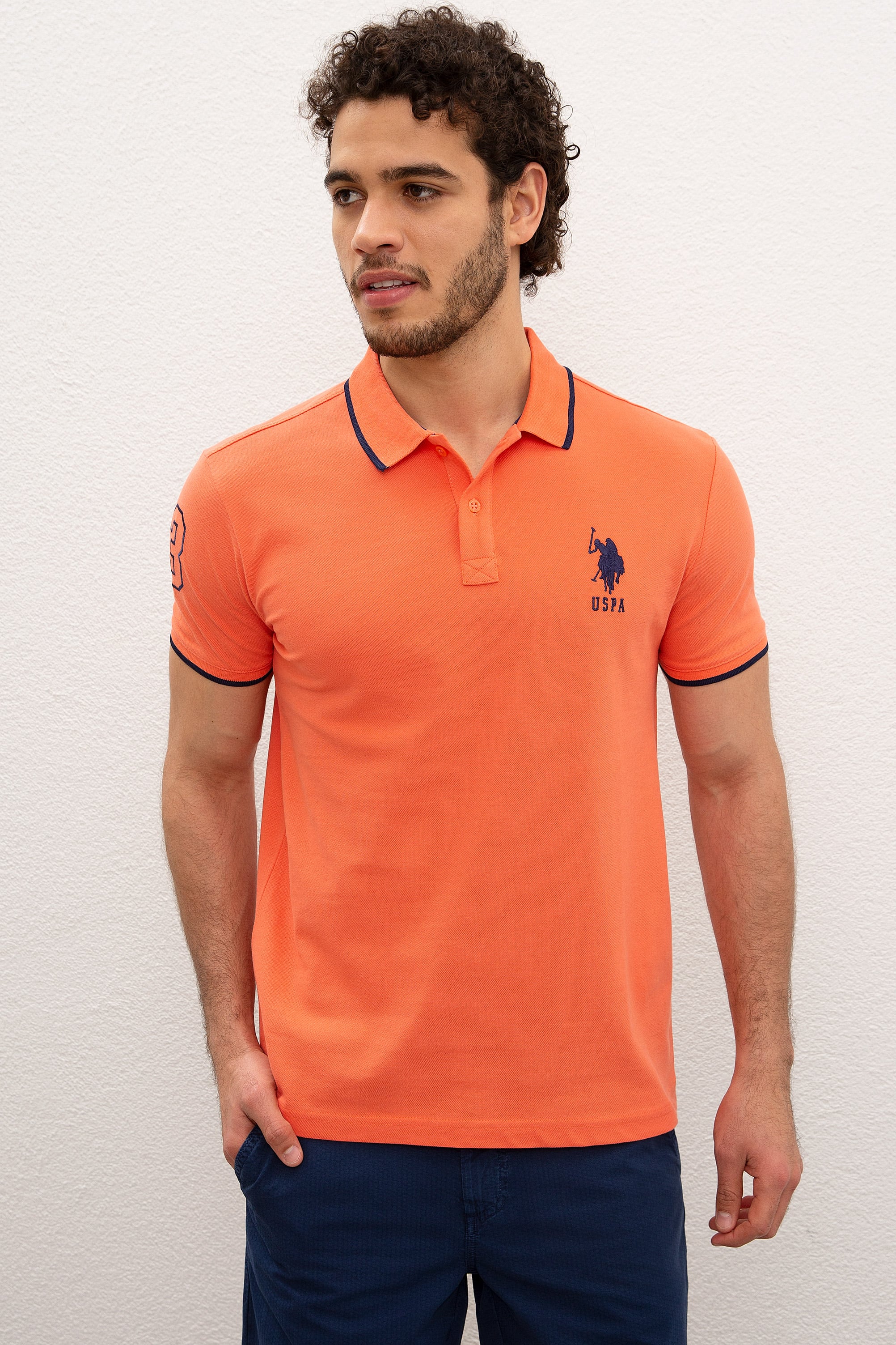 Erkek Somon Polo Yaka T-Shirt Basic - Image 1