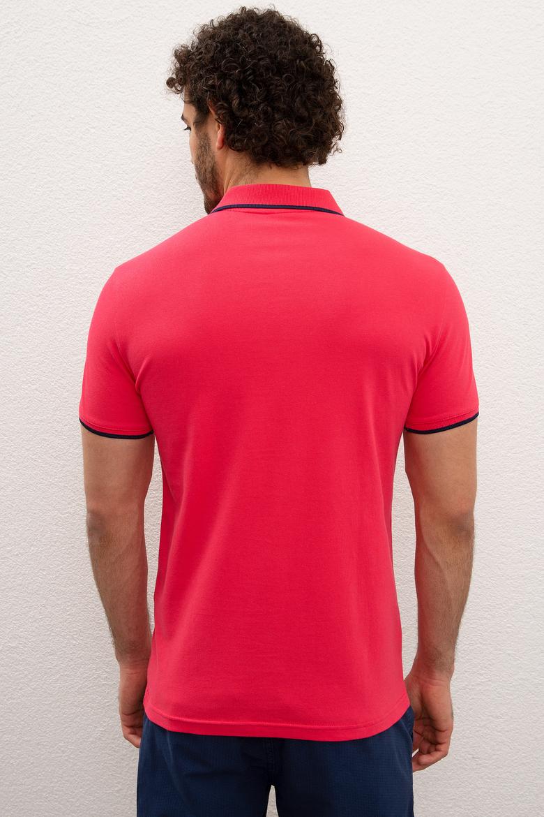 Erkek Pembe Polo Yaka T-Shirt Basic - 50199990141