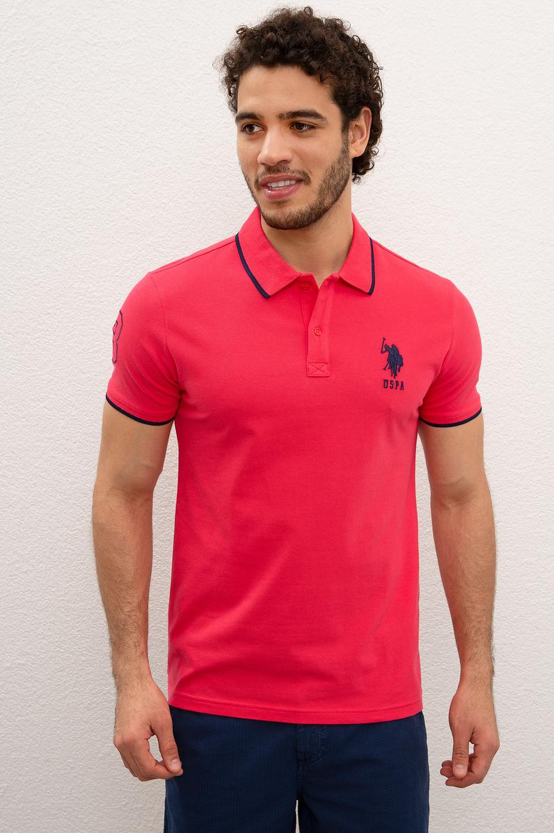 Erkek Pembe Polo Yaka T-Shirt Basic