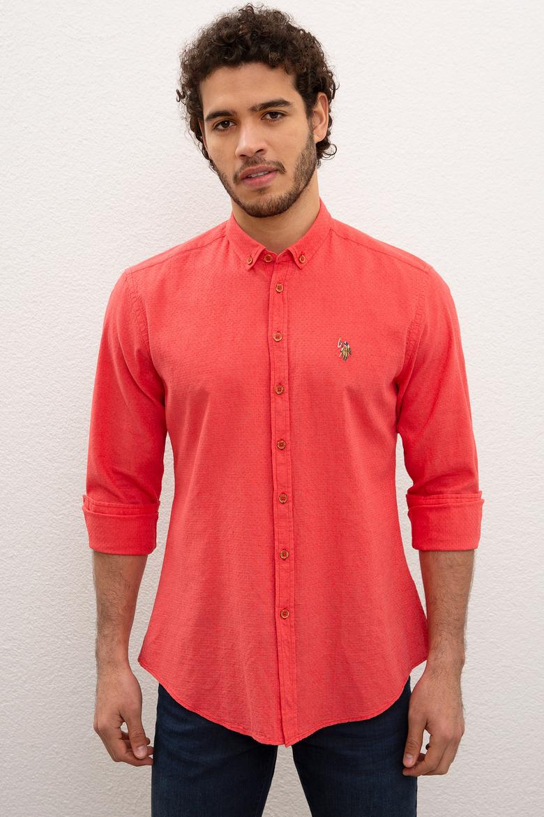 Erkek Kırmızı Gömlek Uzunkol