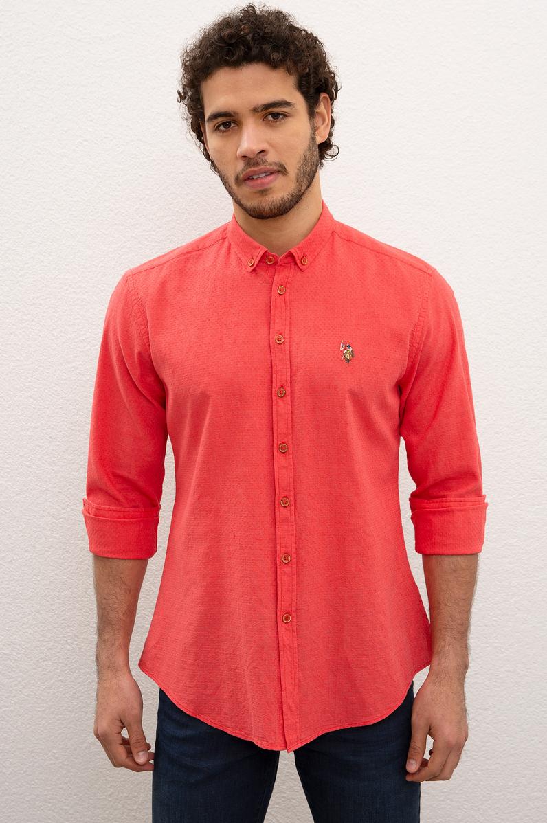 Erkek Kırmızı Gömlek Uzunkol