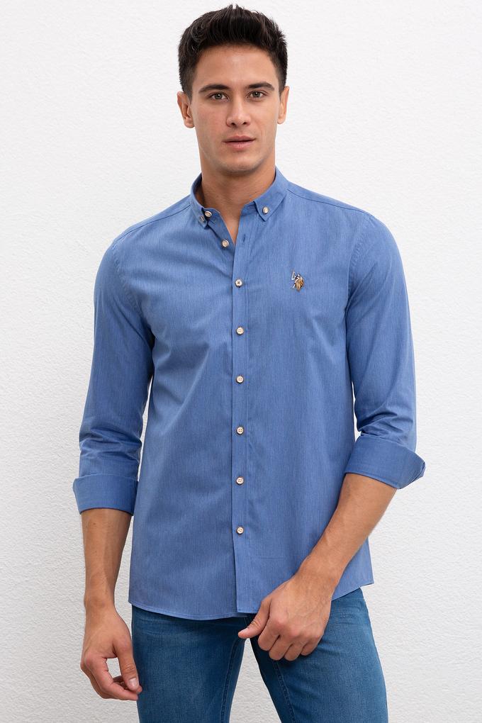Erkek Mavi Uzun Kollu Gömlek