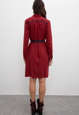 Kadın Kırmızı Dokuma Elbise - 50207763008