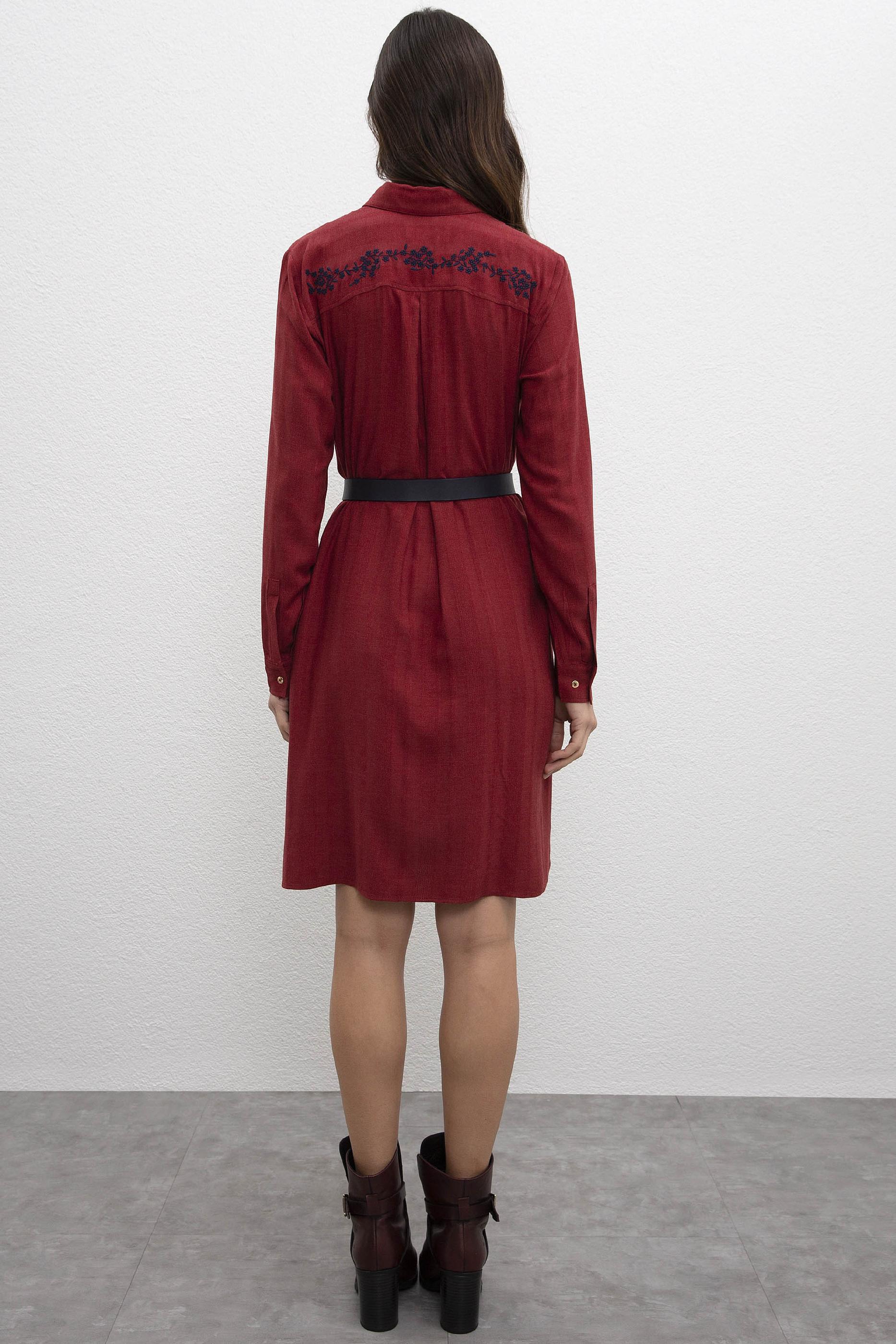 Kadın Kırmızı Dokuma Elbise