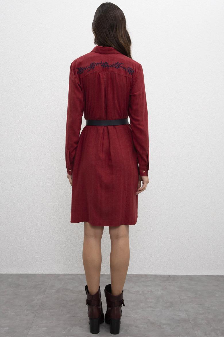 Kadın Kırmızı Dokuma Elbise - 50207763008