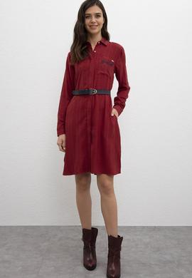 Kadın Kırmızı Dokuma Elbise - 50207763008